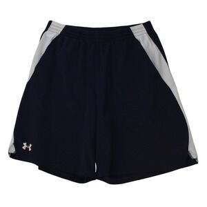 Under Armour Men LG Navy Blue White Athletic Soccer Training Shorts